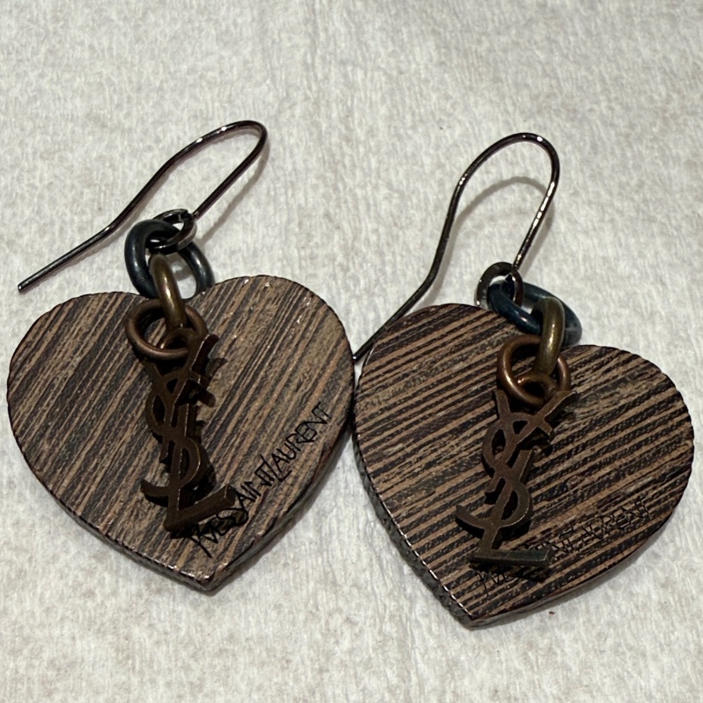 Saint Laurent Brown Heart Earrings - Picture 3 of 8